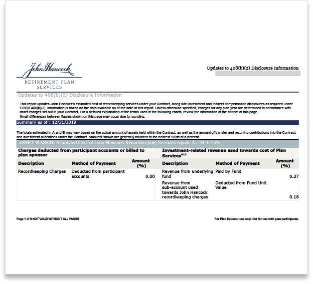 John Hancock Updates to 408(b)(2) Disclosure Information