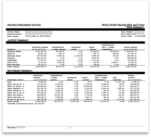 Paychex Statement of Assets